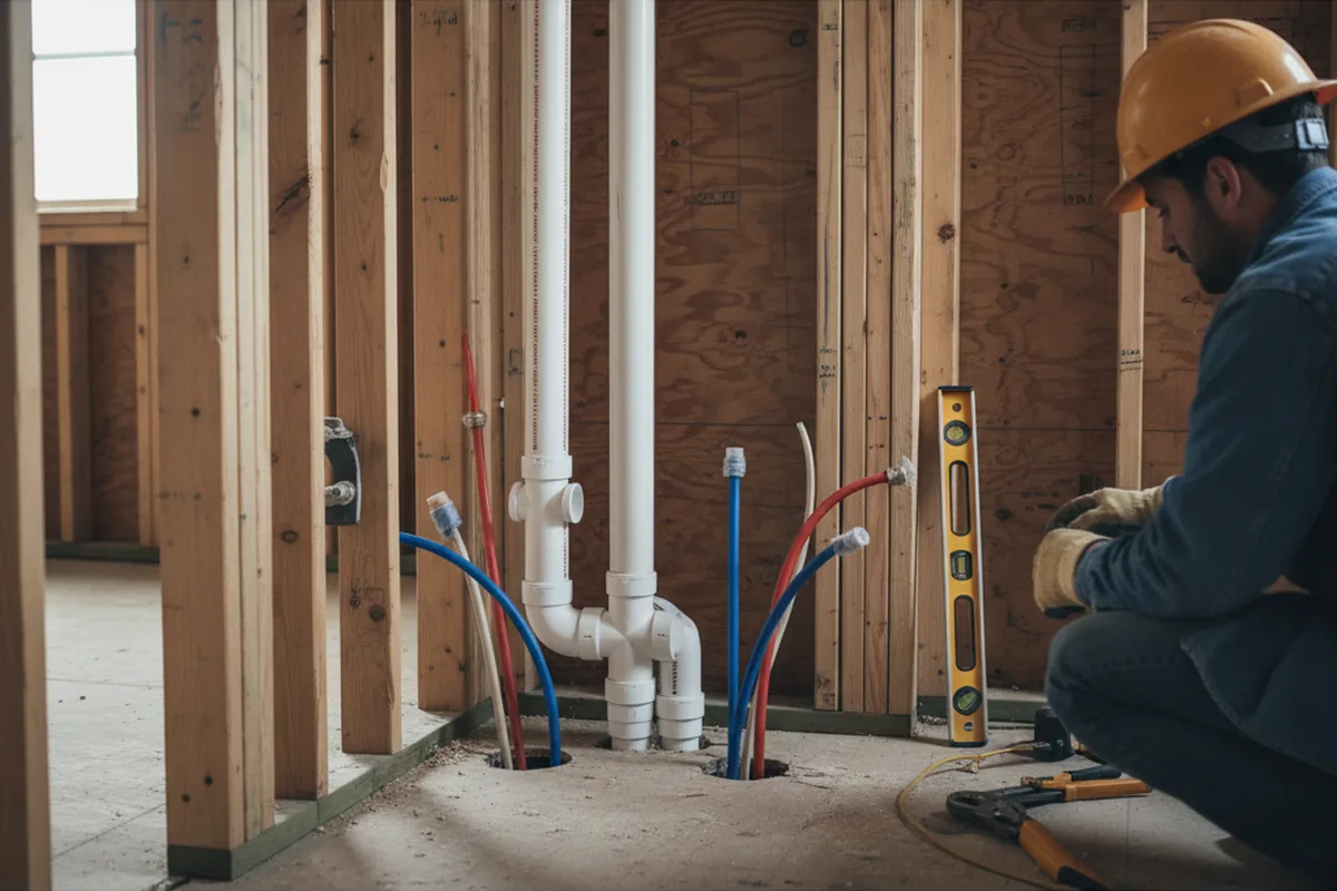 Drain and supply rough-in during Leak Detection in Blue Springs